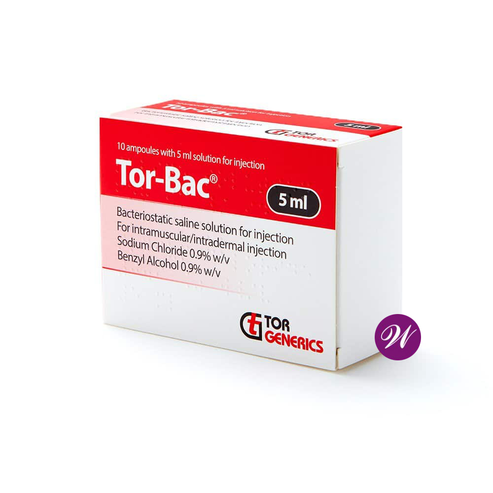 TOR-BAC Bacteriostatic Sodium Chloride Solution 5ml amp (Single)