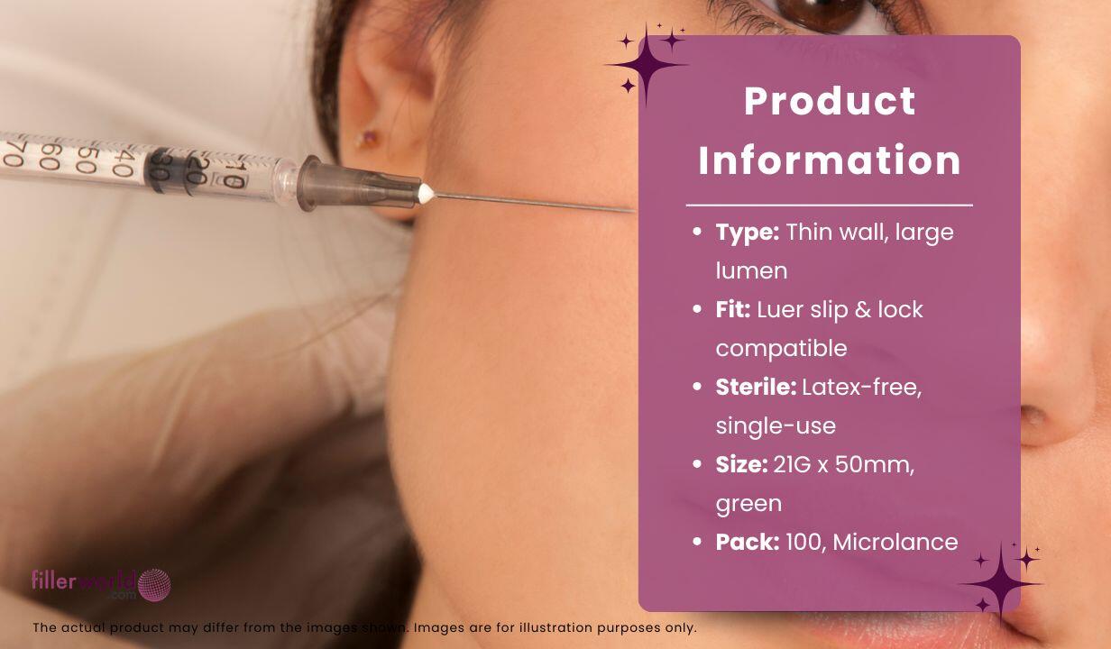 BD BD301155-Microlance hypodermic needle Green 21G x 50mm 100 x needles - 2