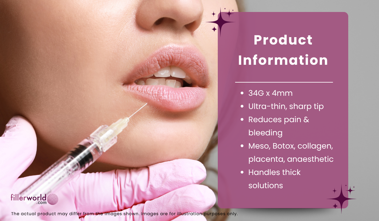 Jbp Nanoneedle 34G 4mm Regular (100 UTW needles) 100 needles - 4