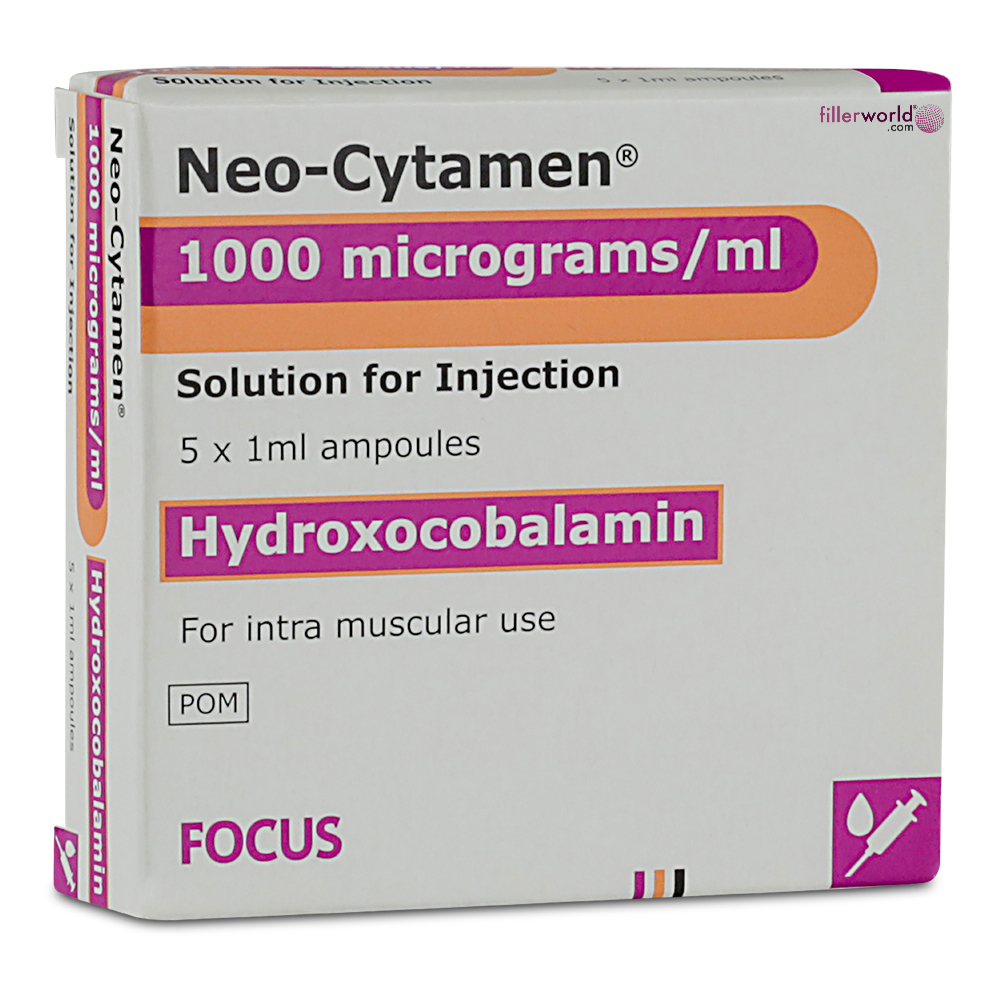 B12 Hydroxocobalamin Neo-Cytamen 1000 mcg/ml  Vit B12 I.M. 5x1ml Ampoules