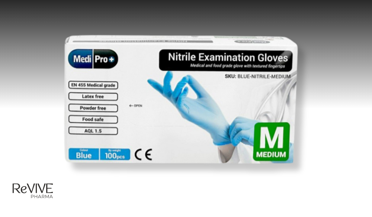 Blue Nitrile Gloves Medium (1 Box x 100 Gloves) - 1