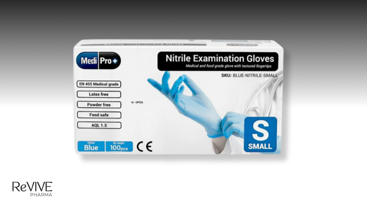 Blue Nitrile Gloves Small (1 Box x 100 Gloves) - 1