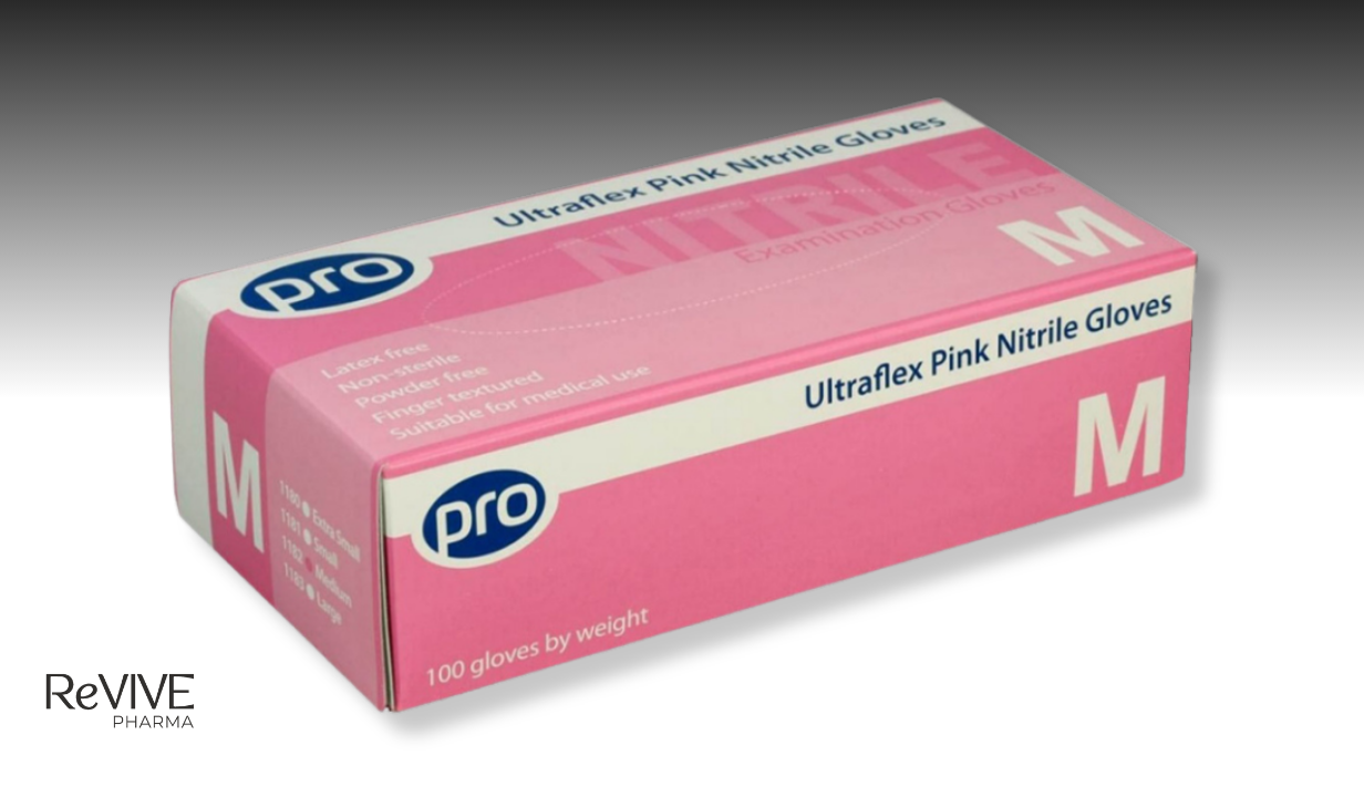 Pink Nitrile Gloves Medium (1 Box x 100 Gloves) - 1