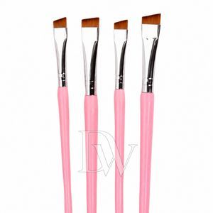 4 Pcs Fine angled, ultra thin, oblique head brushes for eyebrows, eyeliner or lips